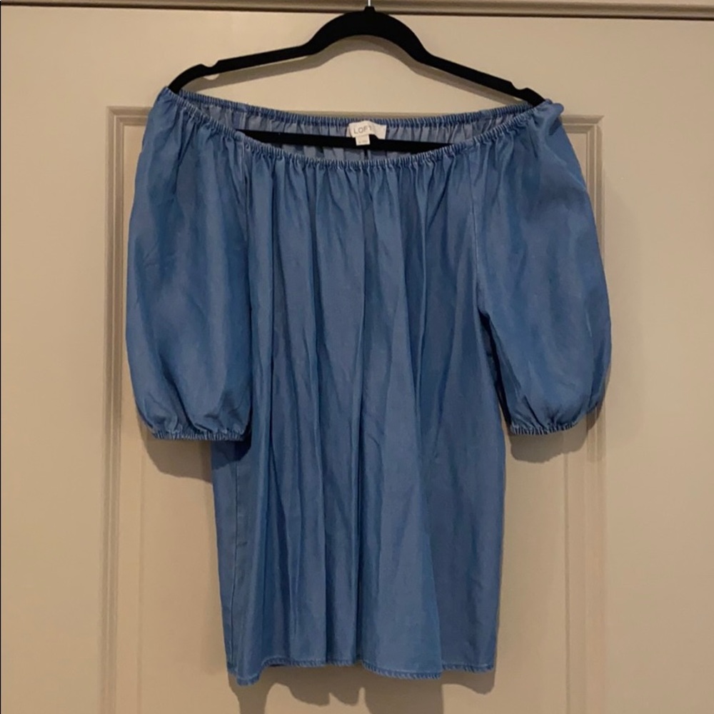 LOFT denim off-the-shoulder top, M